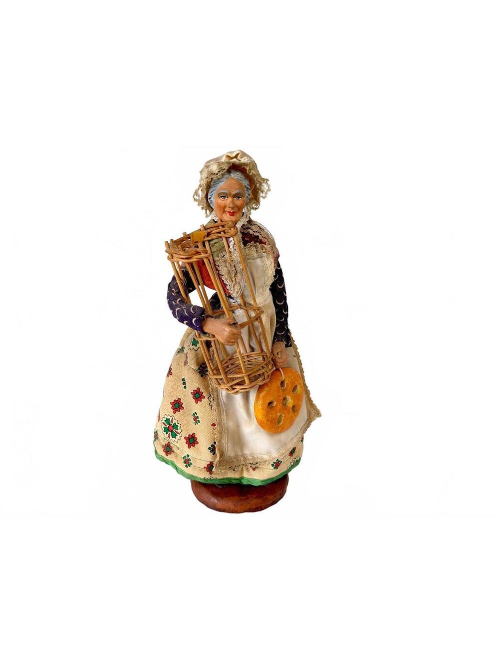 M Chave Aubagne France Woman Figurine 1950s Santon Folk 9in